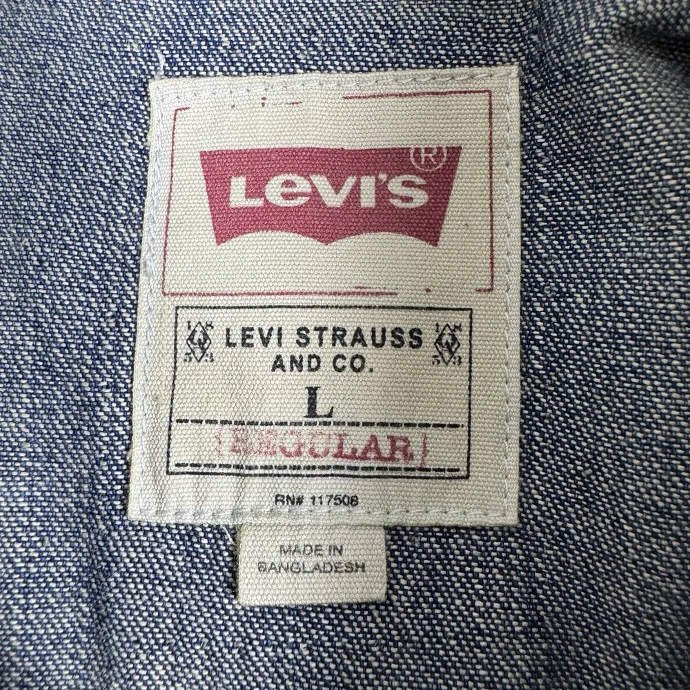 Levi's Men's Western Denim Shirt Size L Blue Snap Button Long Sleeve Cotton